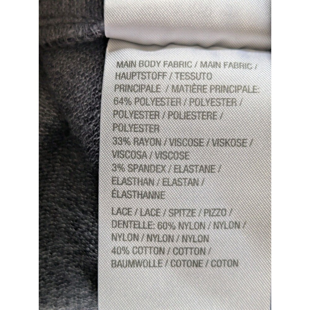 LOGO Lounge Lori Goldstein Cardigan Sz M Oversize Zip Up Gray Purple Lace Back - Picture 12 of 15